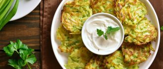 Zucchini pancakes - a vegetable dish made from zucchini.